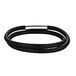 PROSTEEL Men Wristband Cuff Bangle Stainless Steel Clasp Black