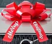 Large 30-Inch 3D Decorative Bow for Cars, Gifts, and Events - Magnetic Base with Car-Safe Sticker - 11 Colors with Custom Messages - No Assembly Required (Red Merry Christmas)