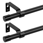 2 Pack Curtain Rods 84-120, 5/8 inch Diameter Metal Standard Drapery Rod Set with Bracket, Long Heavy Duty Outdoor Curtain Rod for Patio Rust Proof, Sliding Glass Door, Black