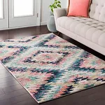 Hauteloom Lewisberry Living Room, Bedroom Area Rug - Bohemian/Global - Blue, Black, Gray - 2' x 2'11"