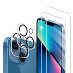 BIGFACE Compatible with iPhone 13 Mini Screen Protector + Camera Lens Protectors, [2 + 2 Pack] Premium HD Clear Tempered Glass, Anti-Bubble 3D Curved Accuracy Film for iPhone 13 Mini(5.4 Inch)