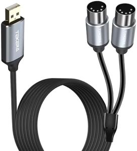 MIDI to USB Cable 6.5 FT, TEKERA USB to MIDI Cable Adapter with Input & Output Connecting with Keyboard Piano Synthesizer, MIDI to USB Interface Converter Cable, for Windows, Mac, Android, PA3612