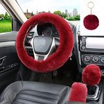 Red Furry Steering Wheel Cover