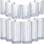 Zhehao 12 Pcs Ribbed Drinking Glasses Set 9 oz 12 oz Glass Cups Vintage Glassware Ribbed Cocktail Cup Clear Ice Coffee Cup Highball Glasses Ripple Drinkware for Home Bar Beverages