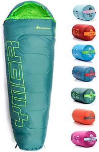 Sac de Couchage Grand Espace Portable pour Les Voyages Le Camping et la Randonne pour Enfants Momie - Sac de Compression Inclus en extrieur Professionnel Ymer (Vert Foncé/Vert)