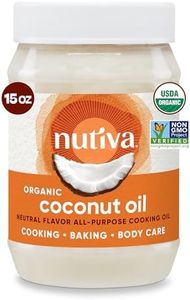 Nutiva Organic Steam-Refined Coconut Oil, 15 Fluid Ounce, USDA Organic, Non-GMO, Vegan, Keto, Paleo, Neutral Flavor and Aroma for Cooking & Natural Moisturizer for Skin and Hair