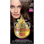 GARNIER Olia, Permanent Hair Colour, 5.0 Medium Brown, Ammonia-Free, Long-Lasting Hair Shine With 60% Oils, 1 Application