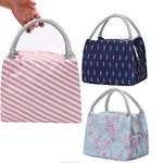 ANDERK 3 Pack Insulated Lunch Bag, Easy Cleaning and Carrying with Back Pocket, Zipper Closure, Foldable & Multi-use for Men, Women and Kids