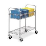 Safco Wire Mail Cart - 272.16 kg Capacity - 4 Casters - 4" (101.6 mm) Caster Size - Steel - 26.8" Width x 18.8" Depth x 38.5" Height - Gray