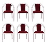 PETALS Royal Plastic Cushion Chairs for Home, Office & Outdoor, Plastic Arm Chair, Patio Dining Chairs, Bearing Capacity 150kgs (White, Set of 6)