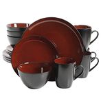 Gibson Home 109537.16R Soho Lounge Round Reactive Glaze Stoneware Dinnerware Set, Red