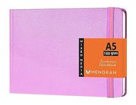 MENORAH - A5 - Artist Sketchbook - 180 GSM- Hard Bound, Sketch Book - 100 Pages/50 Sheets (Size 14.8 cm x 21.0 cm) - Completely Handmade - Drawing Book - Landscape (Lavender)