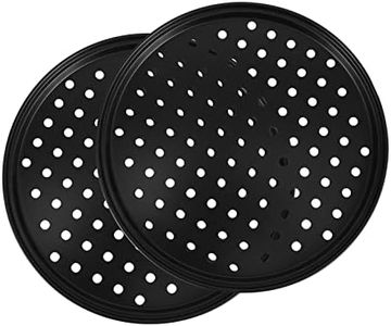 Ksrnsne 2Pc 10-Inch Perforated Pizza Pan Carbon Steel Non-Stick Coating Easy to Clean Pizza Pan