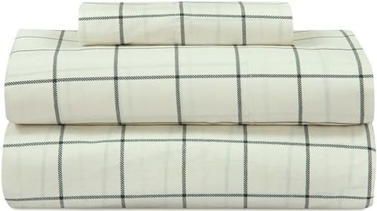 ROYALE LINENS 300 Thread Count 100% Long Staple Combed Cotton Printed Sheet Set - 3 Piece Twin Bed Sheet - 1 Fitted Sheet, 1 Flat Sheet, 1 Pillow case - Cool & Crisp Sheet Set (Twin - Checks White)