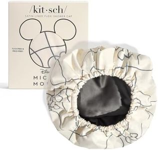 Mickey/Minnie x Kitsch Luxury Shower Cap for Women Waterproof - Flexi Satin Lined Shower Cap, Reusable Shower Cap, Adjustable Hair Cap for Shower, Large Waterproof Hair Shower Caps - Mickey Maze