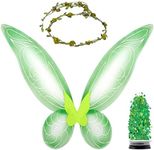 Funcredible Fairy Costume Accessories Set | Fairy Wings, Fairy Crown | Green Tooth Fairy Wings, Green, Adults