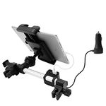 Macally HRMOUNTPRO4UAC, dual mode Tablet Headrest Mount with USB Car Seat Charger for Front & Back, for iPad and other Tablets, Nintendo Switch, etc