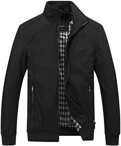 Panegy Chaqueta de entretiempo para hombre, transpirable, informal, bomber, para el tiempo libre, Negro , M