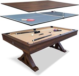 Freetime Fun 7 FT 3 in 1 Multi Game Pool Table with Dining Top Pool Table Ping Pong Table Combo, Includes Accessories and Tennis Paddles.