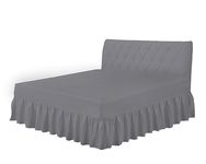 COTON MODE Grey Single Valance Sheet - Easy Care Frilled Base Fitted Valance Sheet 92CM x 190CM - Poly Cotton Bed Skirt Valance Sheet