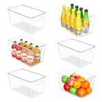 Vtopmart 6 PCS Clear Plastic Storage Bins, Pantry Organizer Containers with Handle for Refrigerator, Fridge, Cabinet, Kitchen, Countertops, Cupboard, Home Organization and Storage, XL