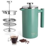 Mixpresso Stainless Steel French Press Coffee Maker 27 Oz 800 Ml Double Wall Metal Insulation Coffee Press & Tea Brewer Easy Clean & Easy Press, Strong Quality Coffee Press, Green Small French Press