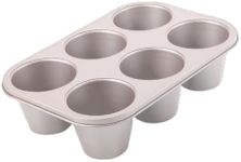 ROLUXENTIA Silver Popover Pan - 6-Cavity Non-Stick Tray Mold for Premium Homemade Cupcakes, Muffins, Cheesecakes, Breads - Professional Grade for Bakery & Kitchen Oven