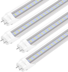 LED Bulbs 4ft T8 Fluorescent Light Bulbs 48 inchType A+B,24W 3200LM 6500K Clear Super Bright,Single and Double End Powered,No Need Ballast Bypass,T8 T10 T12 Fluorescent Bulbs Replacemen(4-Pack)