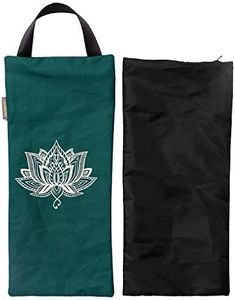 Yoga Sand Bag - Cotton Unfilled for Yoga Weights and Resistance Training, Lotus Design, Color- Green, Size- 7.5" X 17"