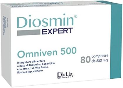 Diosmin Hesperidin Blood Circulation Tablets Dulàc, 80 Tablets for Hemorrhoids Treatment, Leg Circulation and Piles with Diosmin, Hesperidin, Red Vine, Butcher's Broom, Horse Chestnut - Omniven 500
