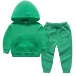 Boys Girls 2pc Tracksuit Athletic Sweatsuits Sets Hooded Sweatshirt Jogger Sweatpants Clothing Suit for Kids, Green, 18-24 Months