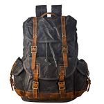 BRASS TACKS Leathercraft Heavy Duty Waxed Canvas Vintage Waterproof Backpack for Men Women Trim Casual 15.6" laptop Bookbag Travel Rucksack Shoulder Rucksack for Travel School