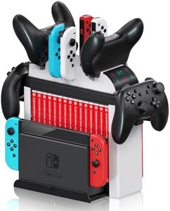 Nargos Switch Games Organizer Holder with Nintendo Switch & OLED Joy-Cons Controller Charging Dock - Storage for Game Cases/Cards/TV Dock/Controllers - Switch Accessories Kit