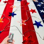 4th of July Decorations Memorial Day Red White and Blue Lights Battery Operated String Lights 19FT 40 LED Patriotic Fairy Lights with Timer & Remote for Independence Day Fourth of July Decor for Home