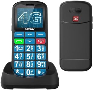 Tosaju 4G Big Button Mobile Phone for Elderly Senior Cell Phone Basic Mobile Phone Unlocked Sim Free Simple Mobile Phones Easy to Use Pay as You Go 1.77" LCD Display SOS Button 1000 mAh Battery-Blue