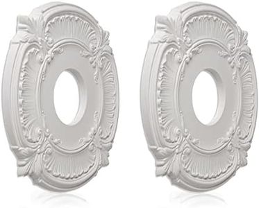 ELFCAB 2 Pcs Molded PU Ceiling Medallion for Light Fixtures and Ceiling Fans, 13"OD x 3-1/2"ID x 3/4" P (White)