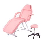 Jamiah Beauty Bed with stool & Sheets 3 Section Adjustable Massage Bed Salon Bed Lash Bed with Removable Armrests Headrest Massage Table Set for Spa Salon (Pink)