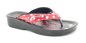 Aerosoft Polka Dot Ladies Orthopaedic Comfortable Thong Flip Flop Sandals (RED, UK_Footwear_Size_System, Adult, Women, Numeric, Medium, Numeric_4)