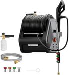 Giraffe Tools Wall Mounted Pressure Washer G30B with Upgraded 1800W Motor, Max 2900 PSI, 2.2 GPM Electric Power Washer with 100ft Retractable Black Pressure Hose, Automatic Rewind, Light Silver