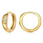 Gold Hoops Earrings for Women, 925 Sterling Silver Post Small Gold Starburst Huggies Hoop Earrings with AAA Cubic Zirconia, 12mm Hypoallergenic Chunky Hoop Earrings for Mens Girls