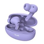 Trust Yavi Wireless Earbuds Bluetooth with ENC Noise Cancelling Microphones, 23 Hours Playtime, 35% Recycled Plastics, 3 Sizes of In-Ear Buds, Bluetooth Earphones iPhone Android iOS - Purple