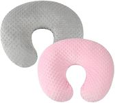 Minky Nursing Pillow Cover Set 2 Pack Nursing Pillow Slipcovers, Ultra Soft Compatible with Boppy Pillow,Standard Pillow for Baby Boy Girl Grey and Pink