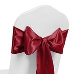 Pack of 10 Satin Chair Sash WIDER FULLER BOWS Chair Sashes Bow Back Tie Ribbon Wedding Banquet Decoration (Burgundy)