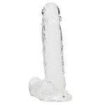 Lovehoney Realistic Dildo – 8 Inch Suction Cup Dildo – Firm G-Spot and Anal Dildo with Balls - Adult Sex Toy for Men, Women & Couples – Harness Compatible Strap On Dildo – Waterproof - Clear​