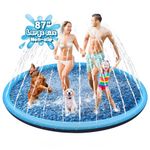 YAUNGEL Splash Pad for Dogs, 86in Non-Slip Splash Pad 0.55mm Thickened Durable and Foldable Dog Pool Inflatable Summer Outdoor Water Play Mat Toys for Dogs