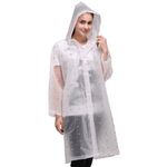 Alexvyan Transparent White EVA Rain Ponchos for Women Girl Reusable, EVA Raincoats with Hood for Women Rain Ponchos for Camping, Hiking, Music Festival, Scooty Travel Outdoor Activities-Thickness (L)