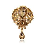 Axmerdal Wedding Bridal Big Crystal Rhinestone Bouquet Brooch Pin for Women (gold)