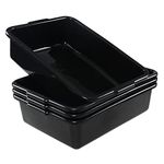 Ponpong 13 L Commercial Plastic Tub, Bus Tub Large, Black, 4 Packs