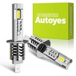 Autoyes 2024 Upgraded H1 LED Headlight Bulb, 700% Brighter 22000LM H1 LED Headlight Bulbs, No Adapter Required 1:1 Size 6500K White H1 LED, Plug and Play High Beam Headlight Bulbs, Pack of 2