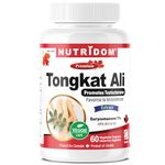Nutridom Tongkat Ali Supplement for Men 200mg - Non-GMO, Vegan, Gluten Free, Soy and Dairy Free, Made in Canada (60 Veggie Caspules)